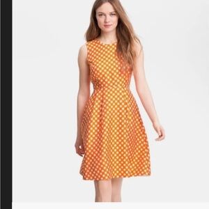 Kate Spade Orange Checkered Sleeveless Dress